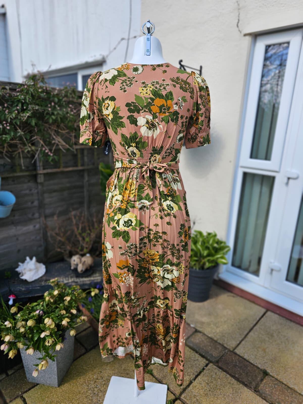 Joanie Albertine Floral Wallpaper Print Midaxi Midi/Maxi Spring Dress - UK 8
