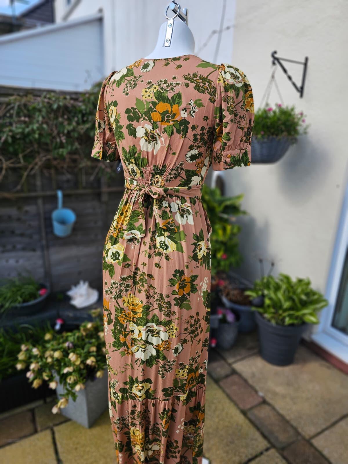 Joanie Albertine Floral Wallpaper Print Midaxi Midi/Maxi Spring Dress - UK 8