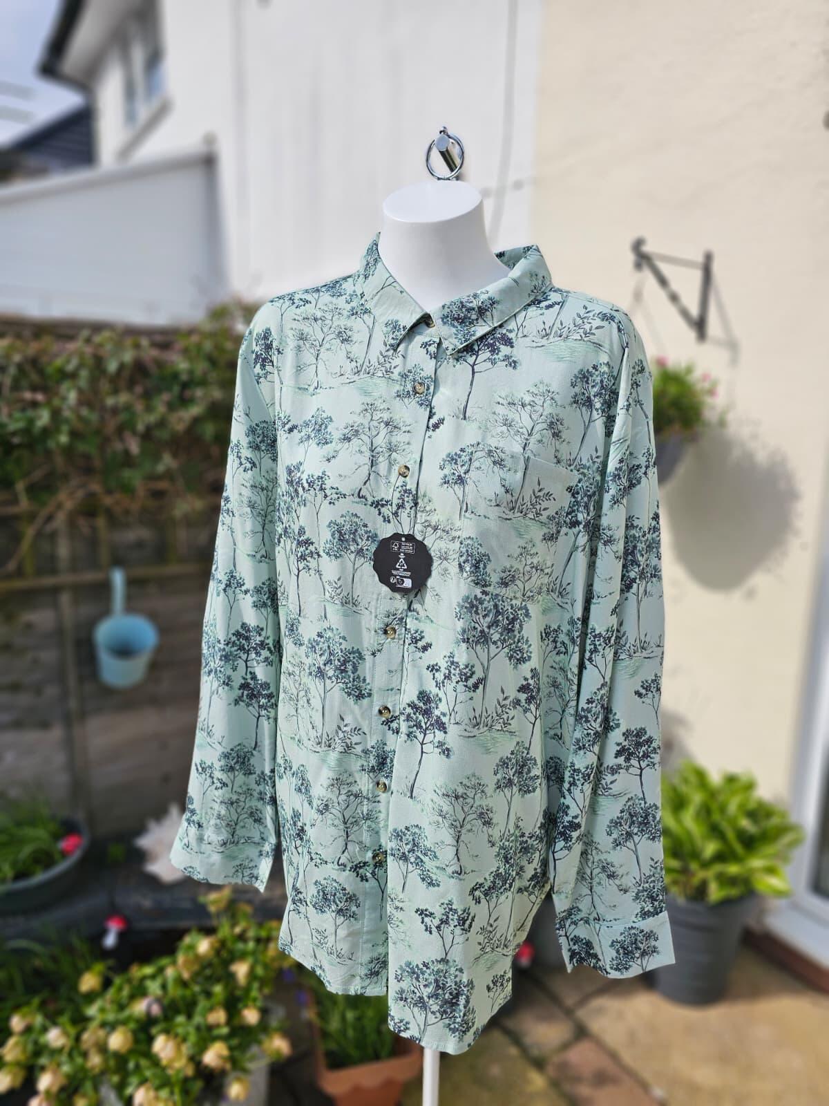 Joanie Womens Sharon Tree Forest Print Oversized Pocket Shirt/Blouse - UK 24