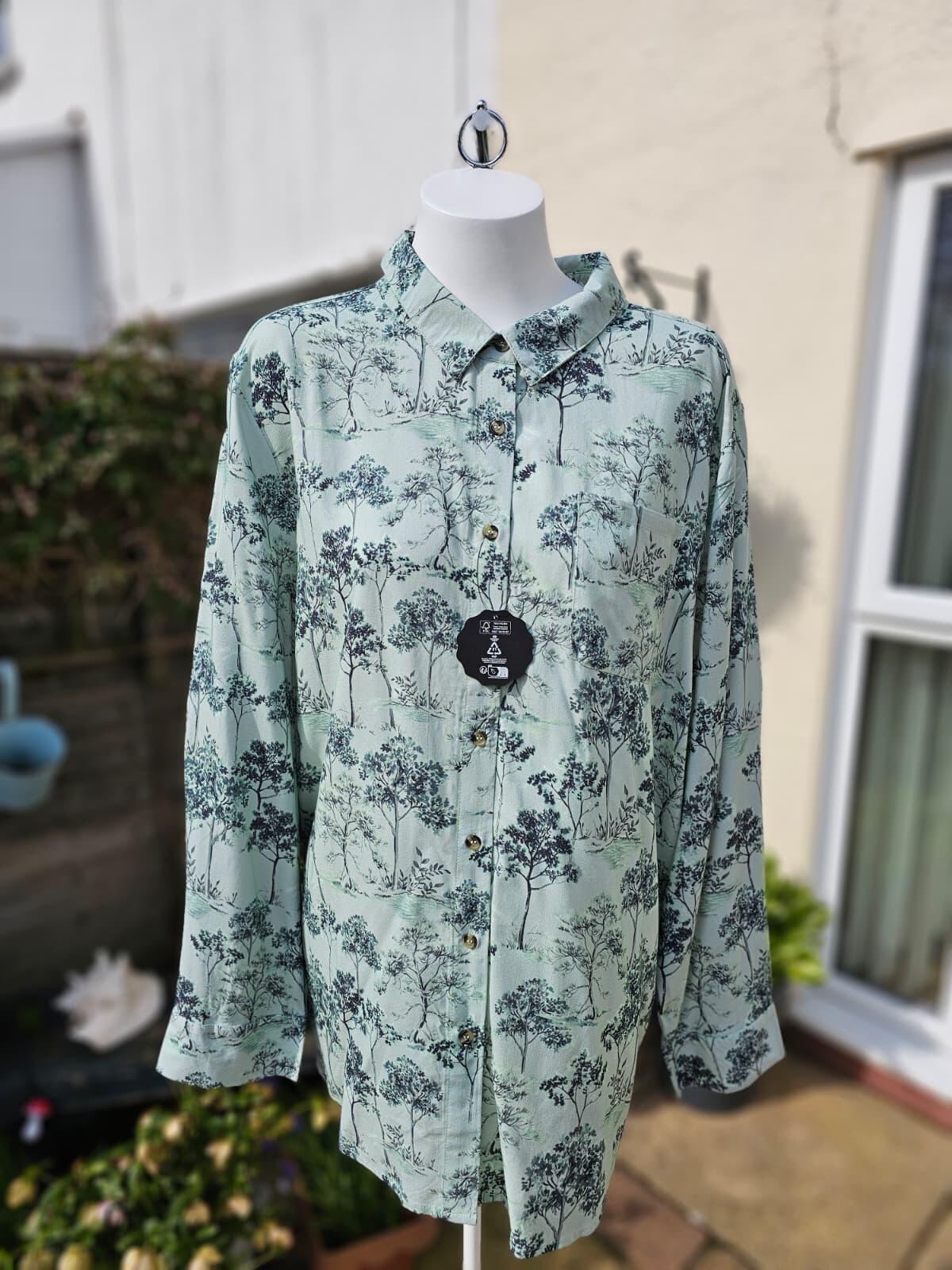 Joanie Womens Sharon Tree Forest Print Oversized Pocket Shirt/Blouse - UK 24