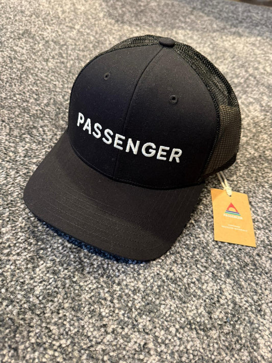 Passenger Embroidered Text Unisex Trucker Style Hat/Cap - L/Xl - Black