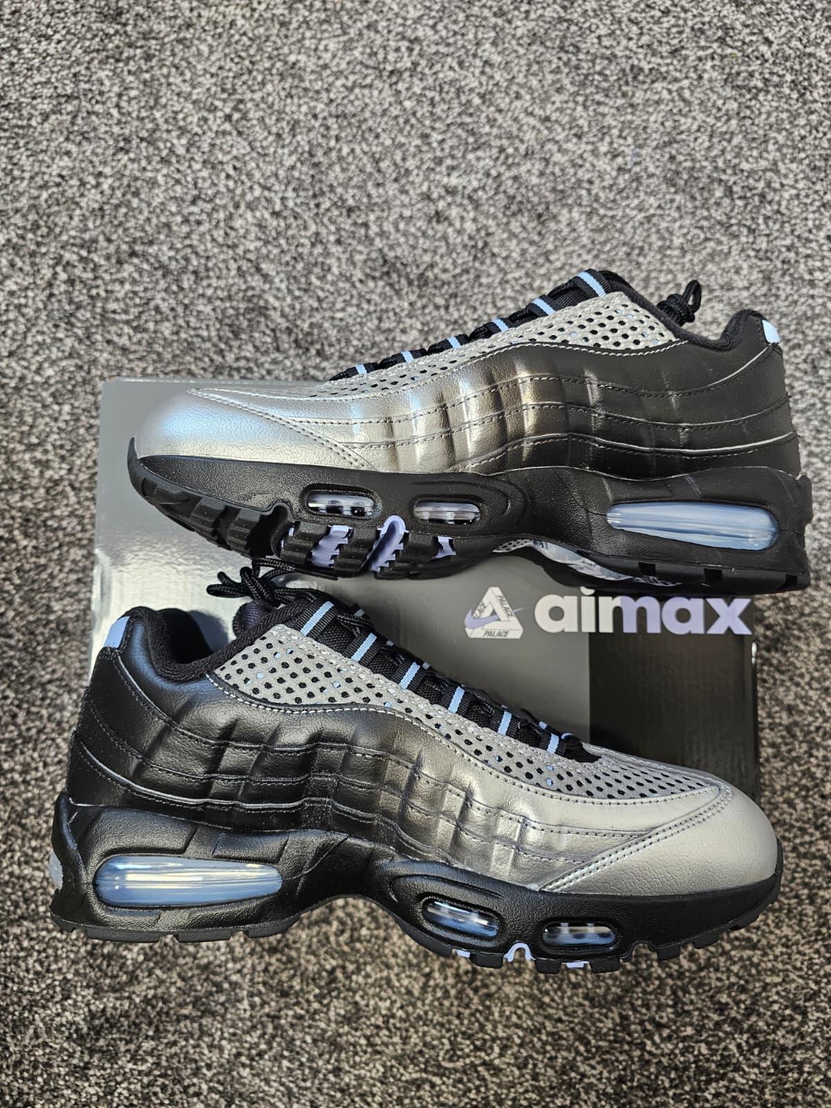 Palace x Nike Air Max 95 Big Bubble Trainers/Sneakers - 9 - Black/Silver