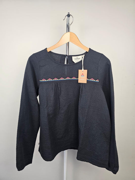 Passenger Petal Organic Cotton Textured Long Sleeve Top - S/Small/10 - Black