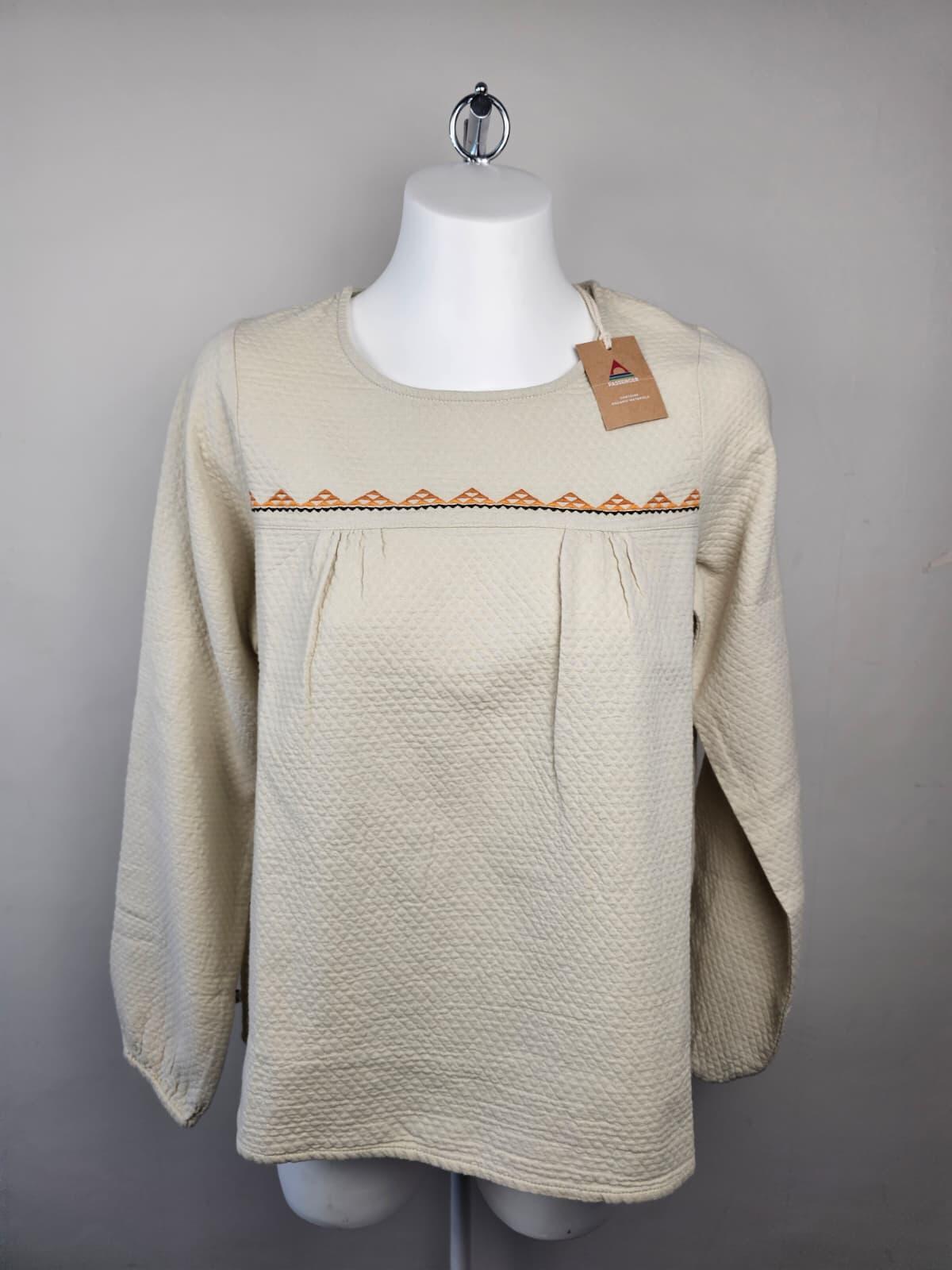 Passenger Petal Cotton Textured Long Sleeve Top - M/Medium/12 - Vintage White