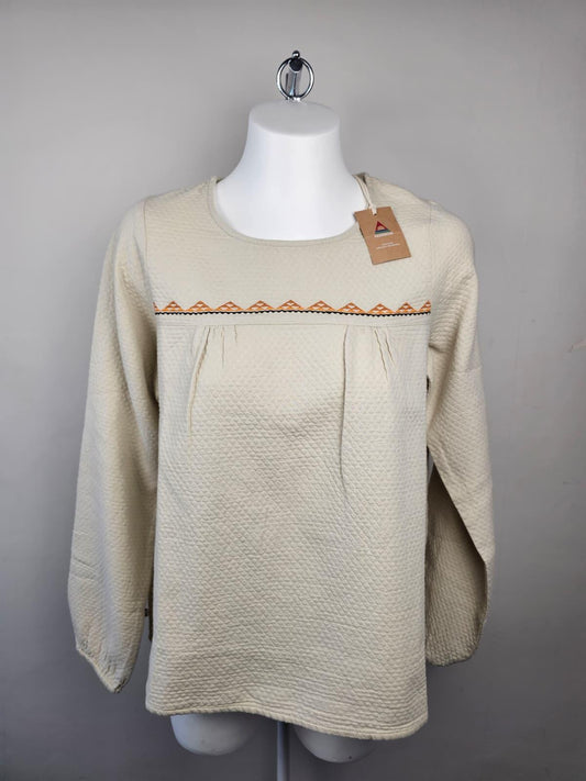 Passenger Petal Cotton Textured Long Sleeve Top - M/Medium/12 - Vintage White