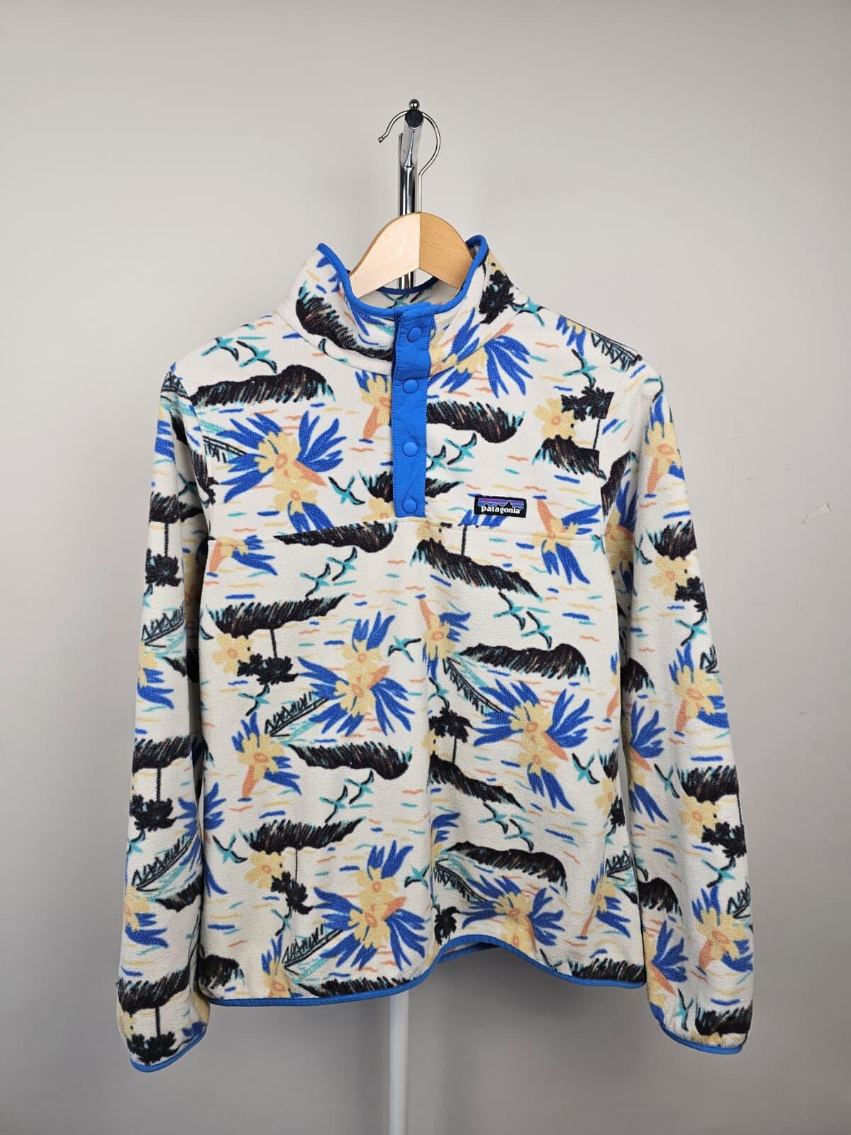 Patagonia Women's Snap Button Pullover Printed Fleece Jumper - M/Medium