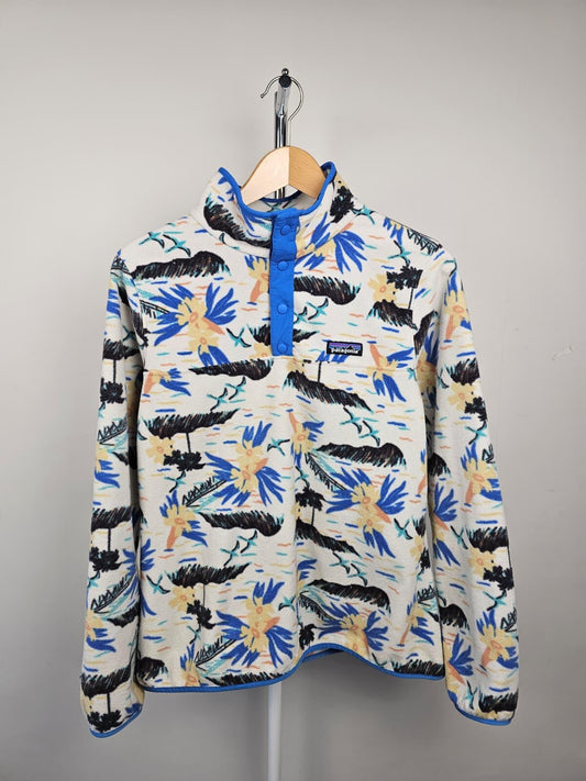 Patagonia Women's Snap Button Pullover Printed Fleece Jumper - M/Medium