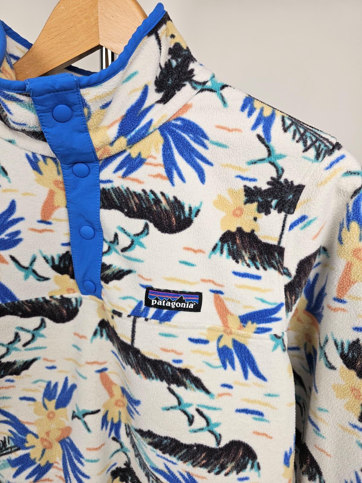 Patagonia Women's Snap Button Pullover Printed Fleece Jumper - M/Medium