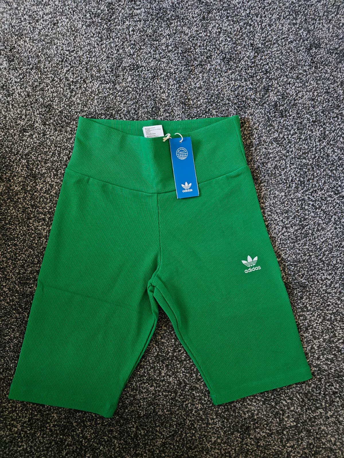 Adidas Women's Lounge/Activewear Rib/Ribbed Ribbed Shorts - S/Small (8-10)-Green