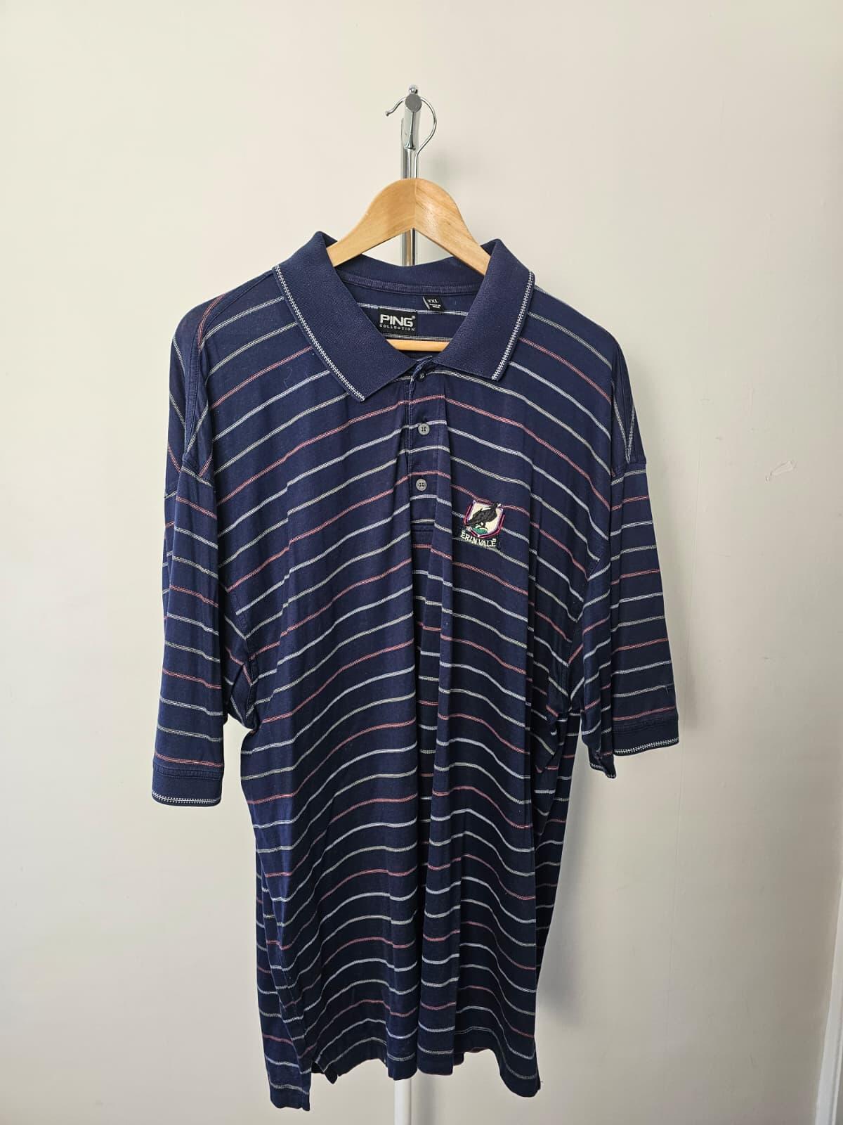 PING Erinvale Mens Striped Golf Polo Short - XXL/2XL/Extra Extra Large - In Navy
