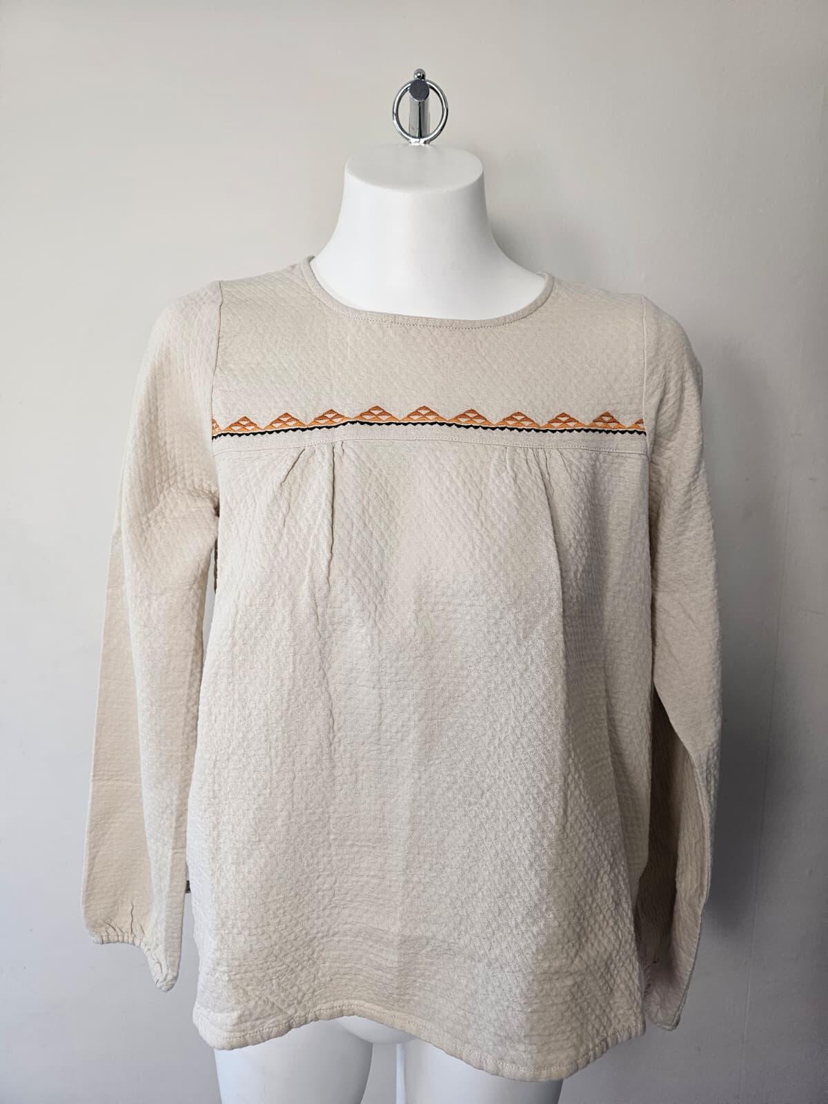 Passenger Petal Cotton Textured Long Sleeve Top - S/Small10 - Vintage White