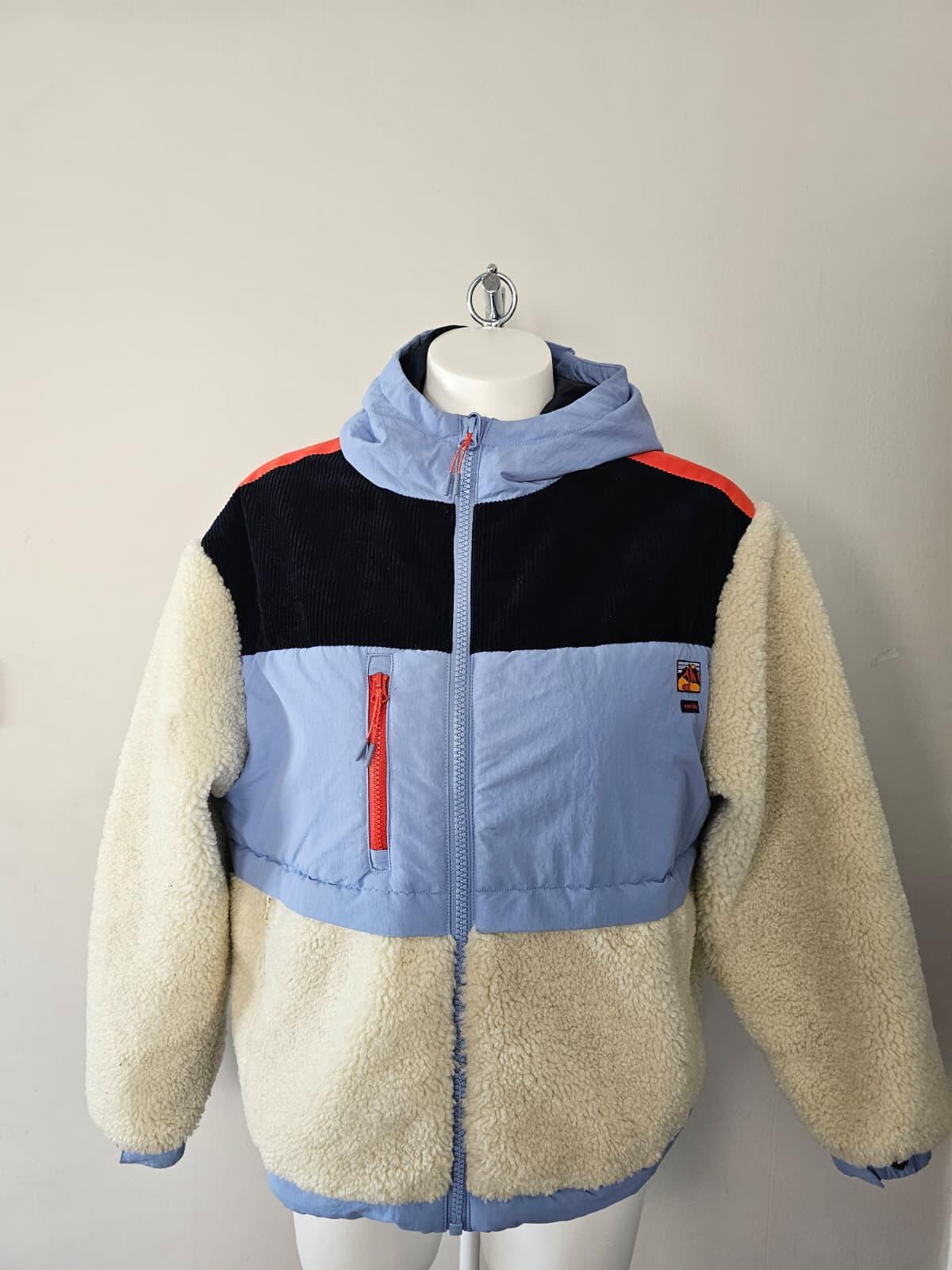 Superdry Adventure Wear Full Zip Hooded Sherpa/Corduroy Fleece Jacket - UK 14