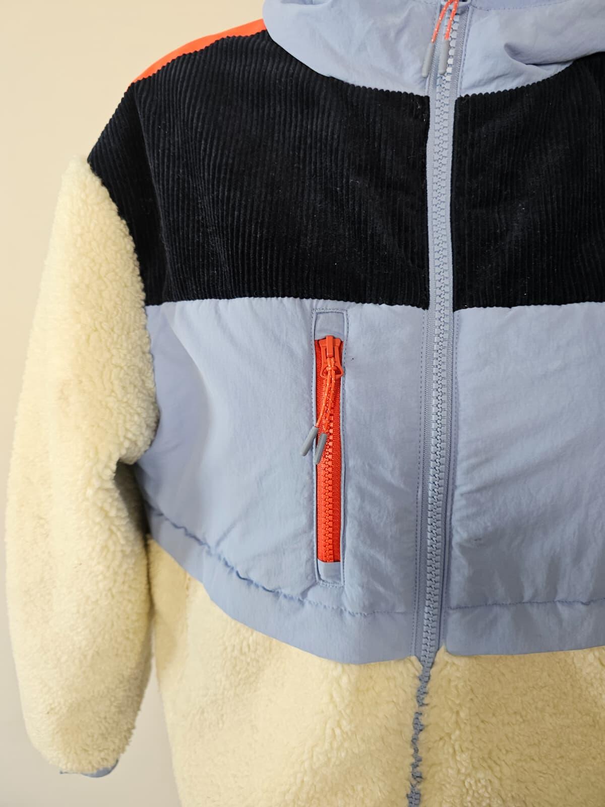 Superdry Adventure Wear Full Zip Hooded Sherpa/Corduroy Fleece Jacket - UK 14