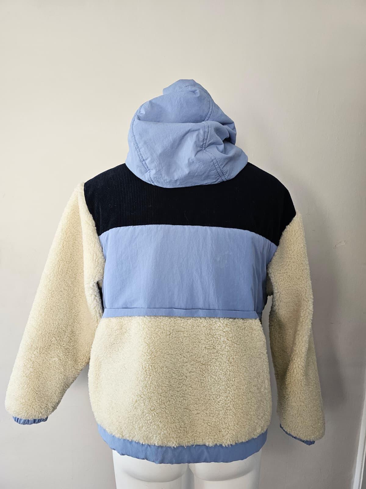 Superdry Adventure Wear Full Zip Hooded Sherpa/Corduroy Fleece Jacket - UK 14
