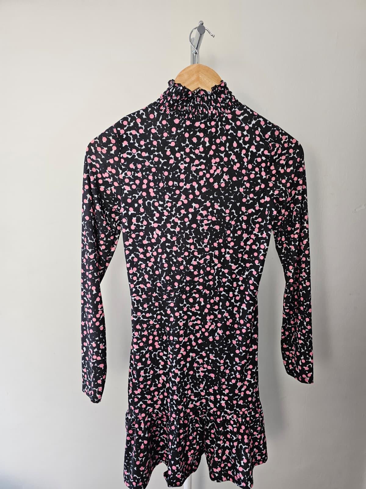Lola Skye High-Neck Long Sleeve Mini Dress - Spots - UK 6 - New With Tags