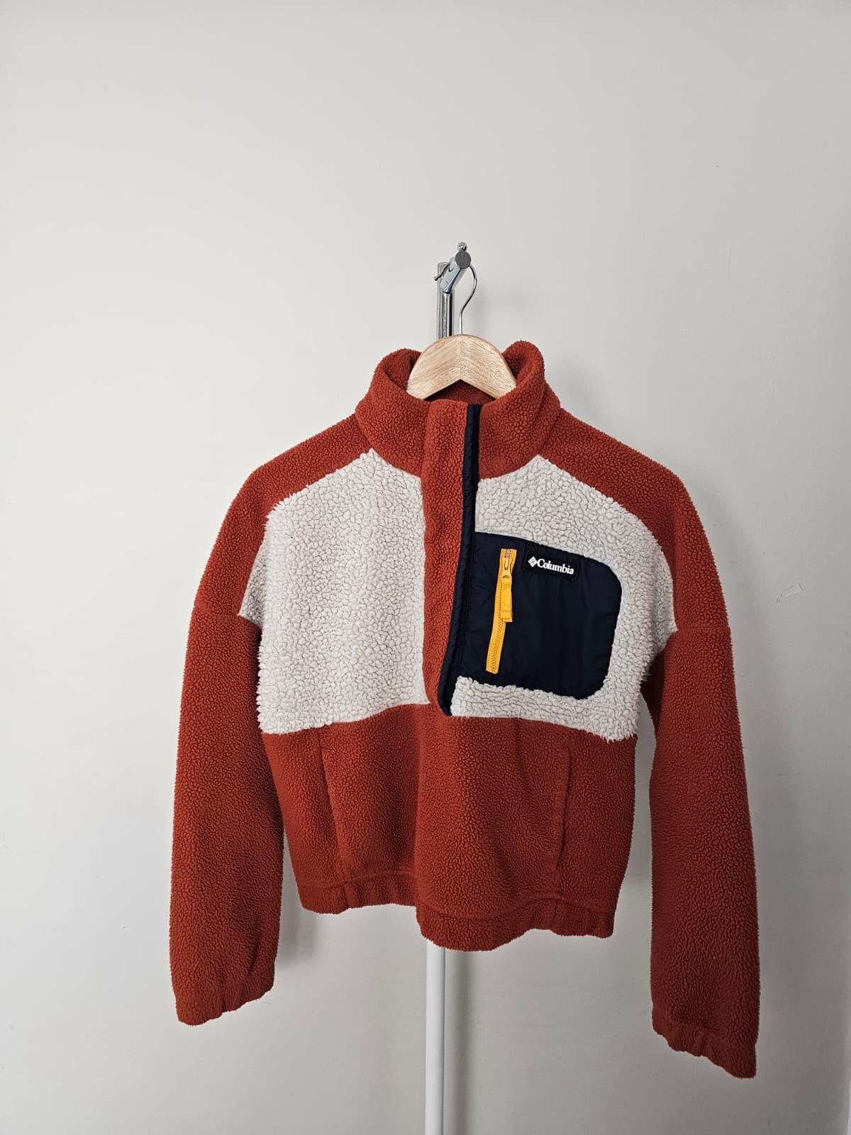 Columbia Womens Snap Button Pullover Cropped Fleece Jumper - S/Small/8 - Fox