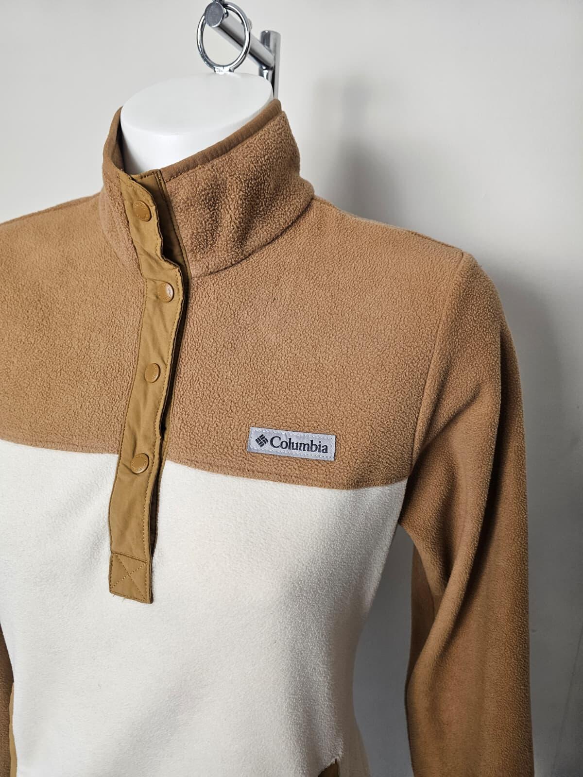 Columbia Women's Snap Button Pullover Pocket Fleece Jumper - S/Small - Coffee