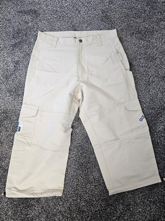 Adidas Mens Y2K Style 2000's 3/4 Long Utility Cargo Shorts - M/Medium - Beige