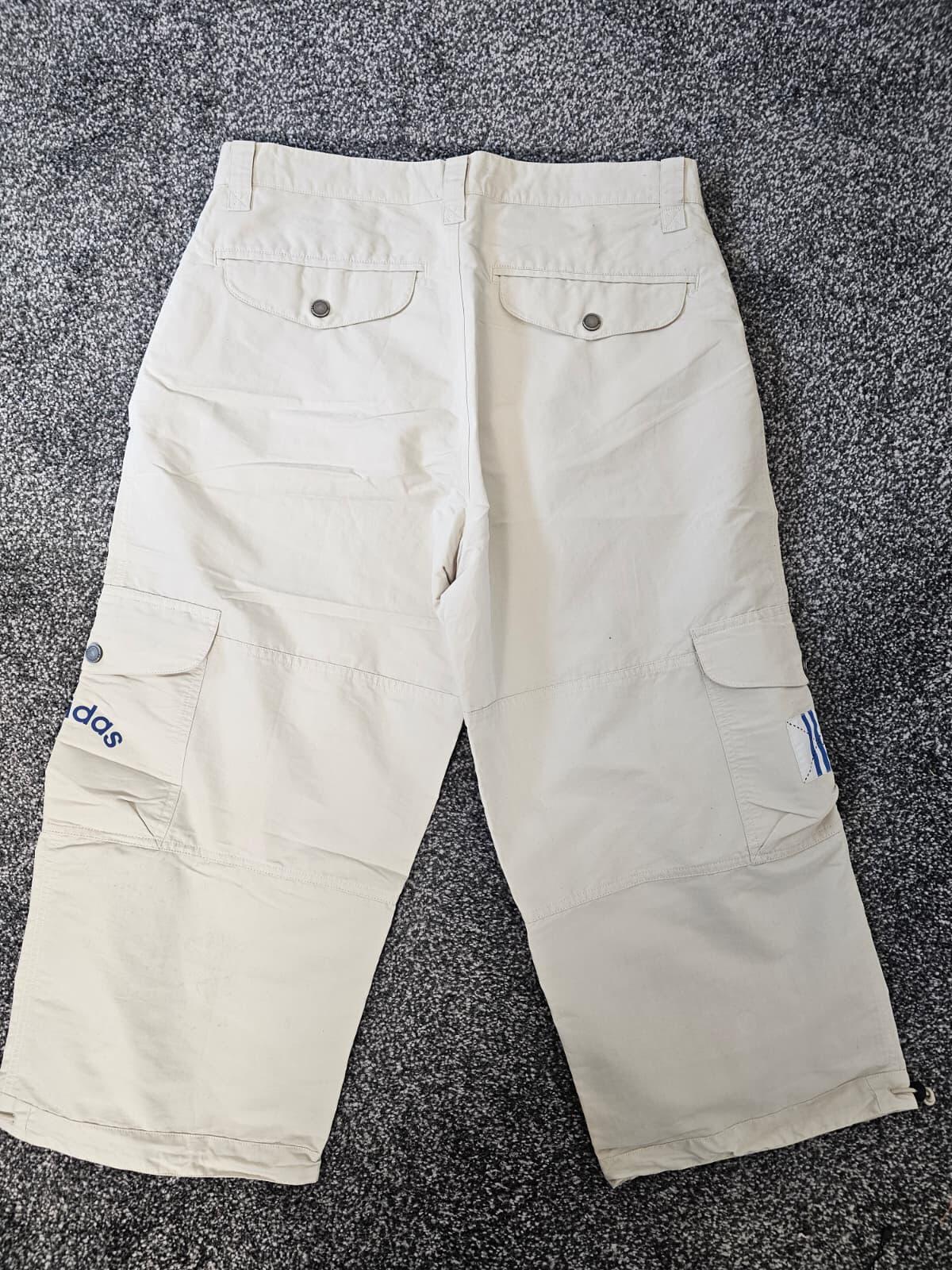 Adidas Mens Y2K Style 2000's 3/4 Long Utility Cargo Shorts - M/Medium - Beige