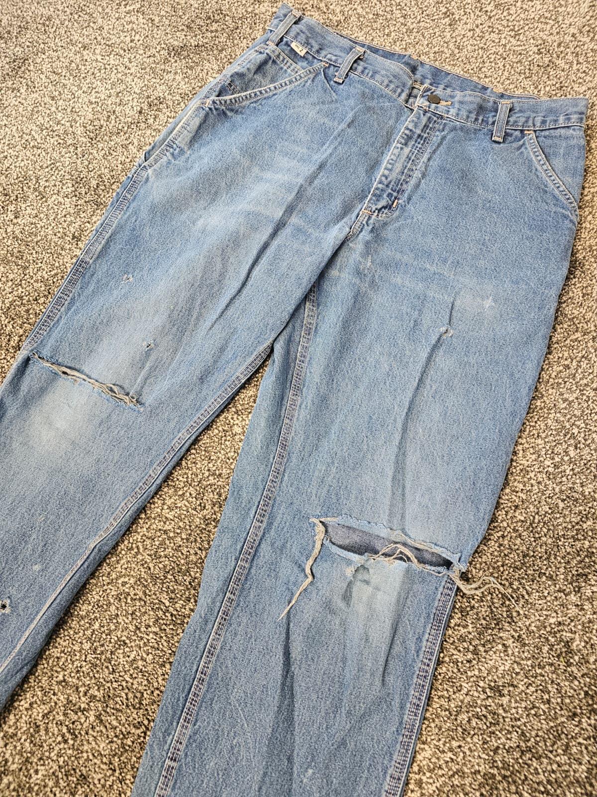 Carharrt FR Mens Carpenter Ripped Workwear/Casual Utility Jeans - W36/L30 Blue
