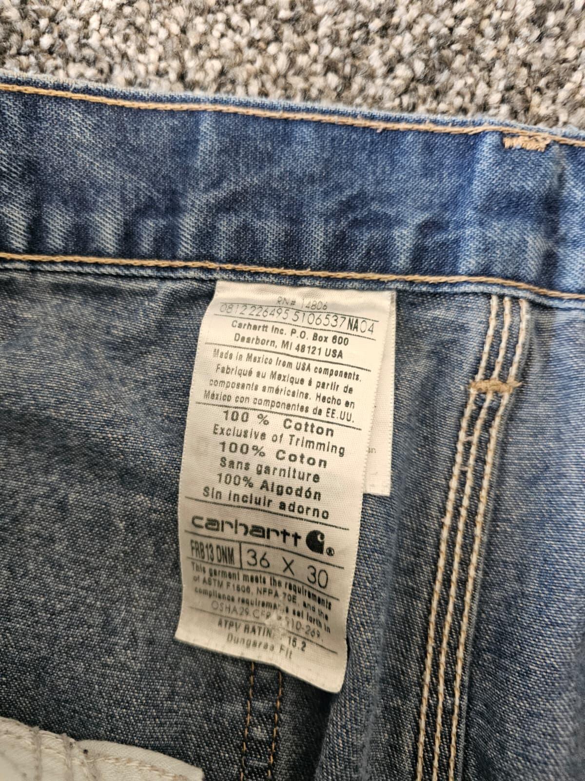 Carharrt FR Mens Carpenter Ripped Workwear/Casual Utility Jeans - W36/L30 Blue