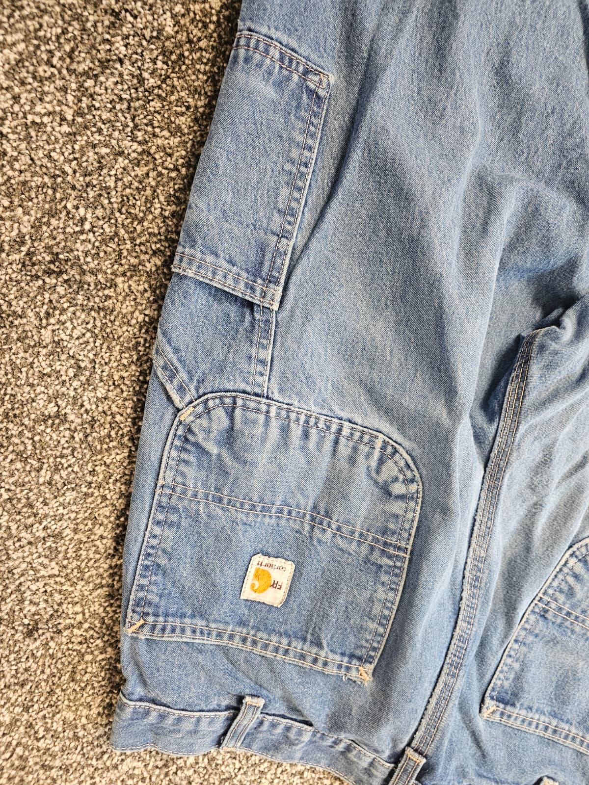 Carharrt FR Mens Carpenter Ripped Workwear/Casual Utility Jeans - W36/L30 Blue