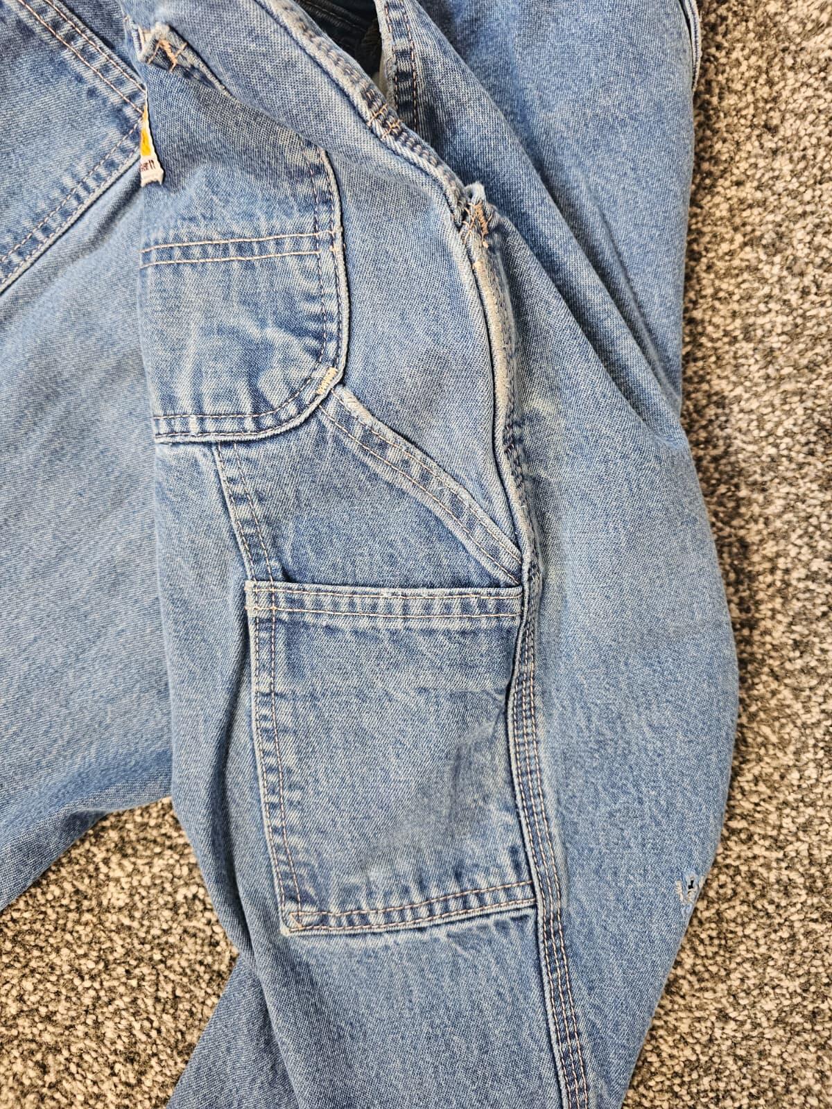 Carharrt FR Mens Carpenter Ripped Workwear/Casual Utility Jeans - W36/L30 Blue