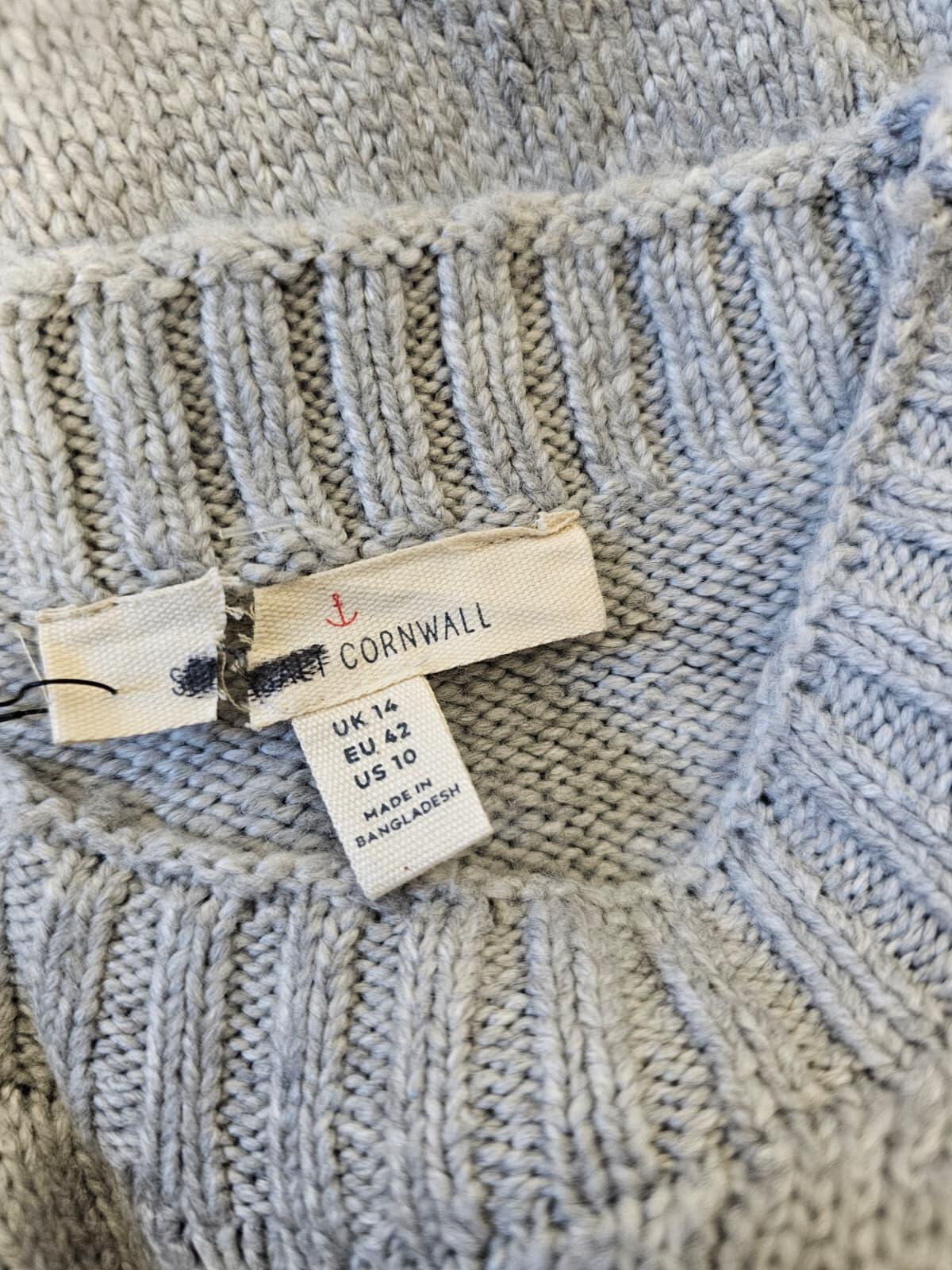 Sea Salt Cornwall Lovely Casual Fisherman Merino Blend Knitted Jumper UK 14
