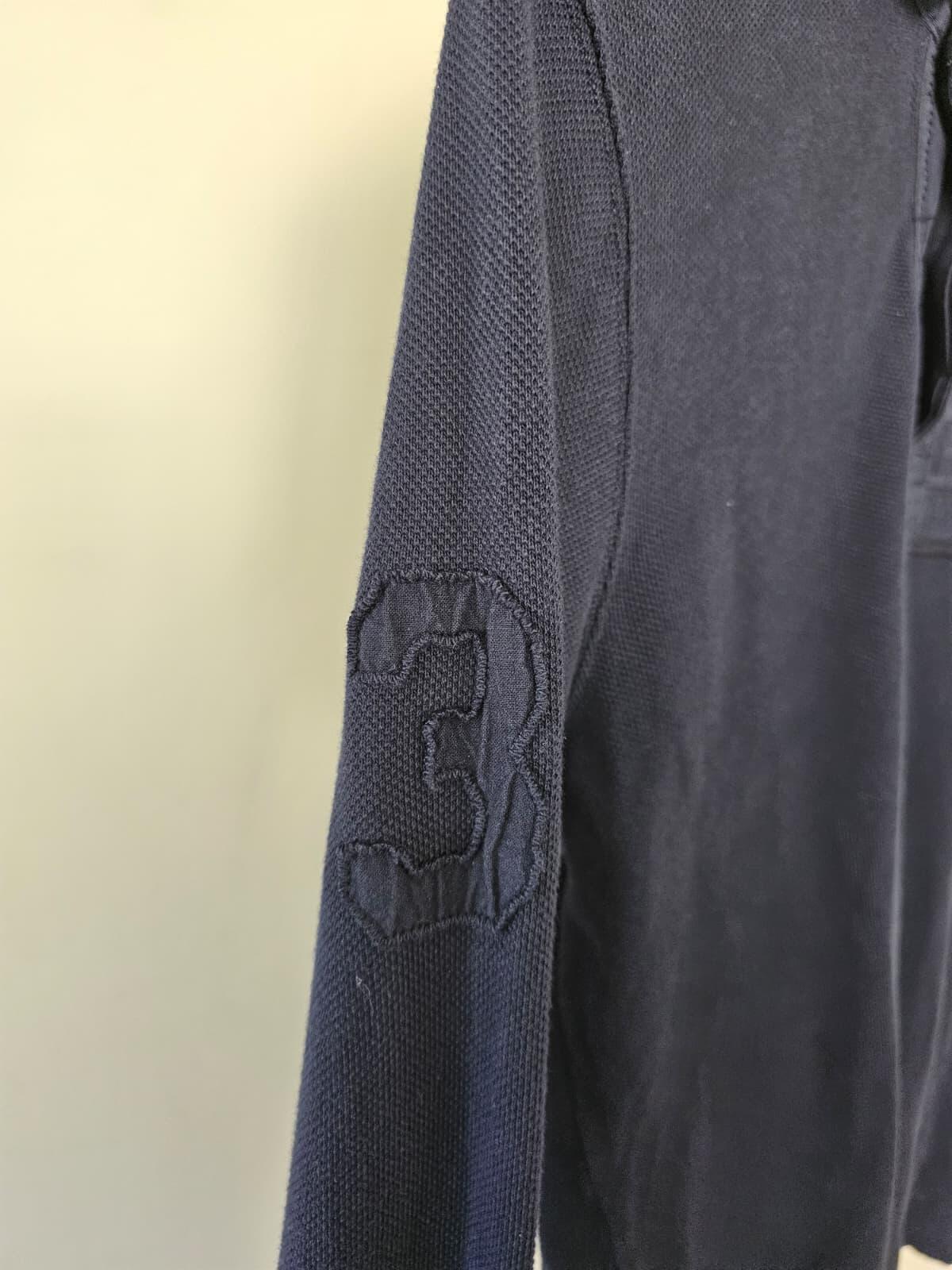 Tommy Hilfiger 3 Mens Navy Embroidered Long Sleeve Panel Polo Shirt - M/Medium