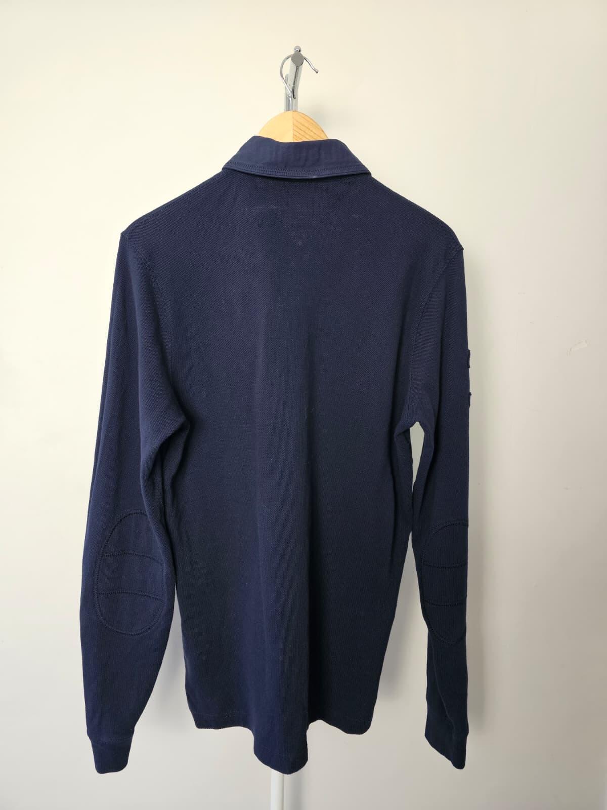 Tommy Hilfiger 3 Mens Navy Embroidered Long Sleeve Panel Polo Shirt - M/Medium