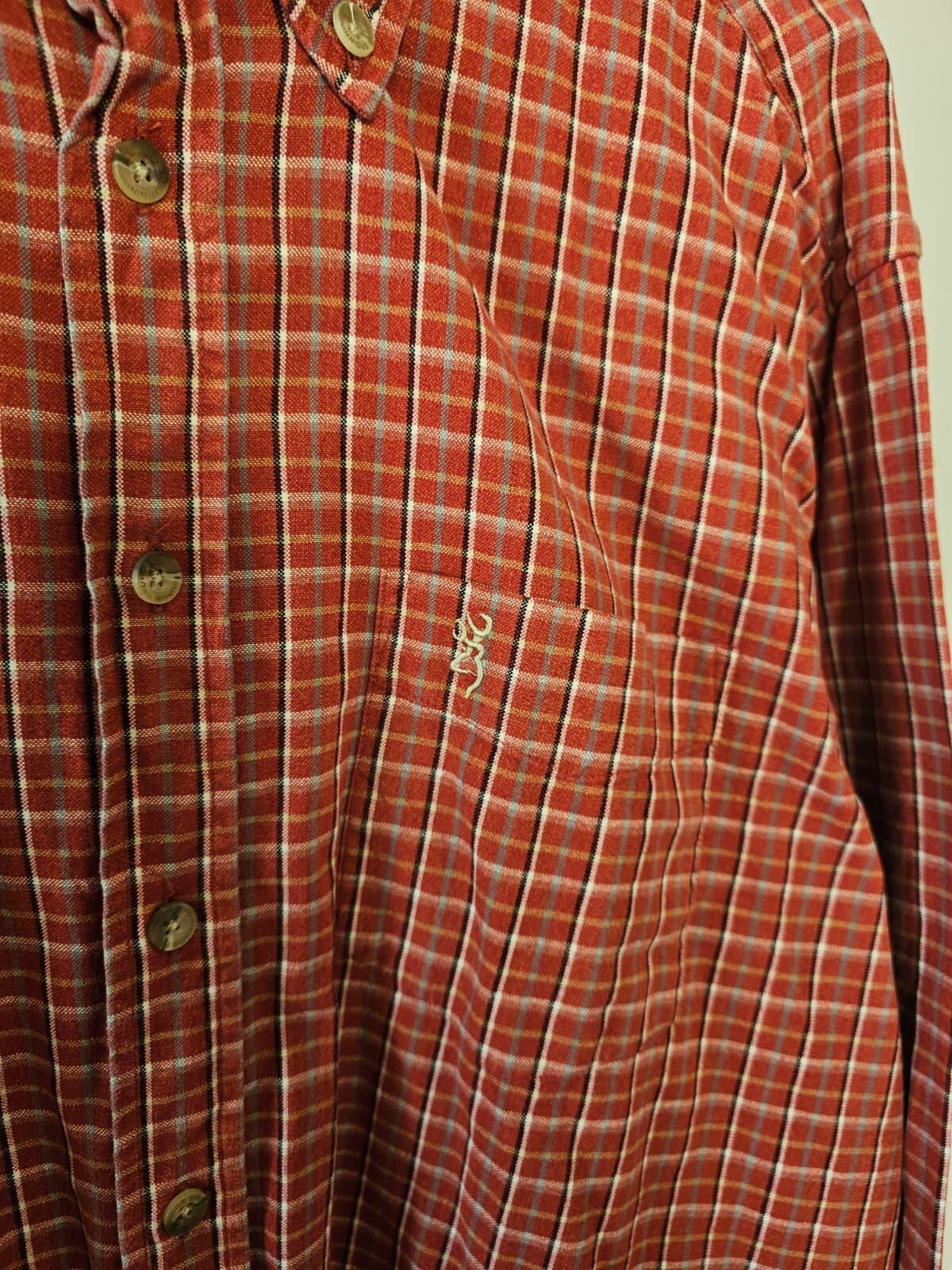 Browning Men's Oxford Style Long Sleeve Flannel Check Shirt - XL/Extra Large-Red