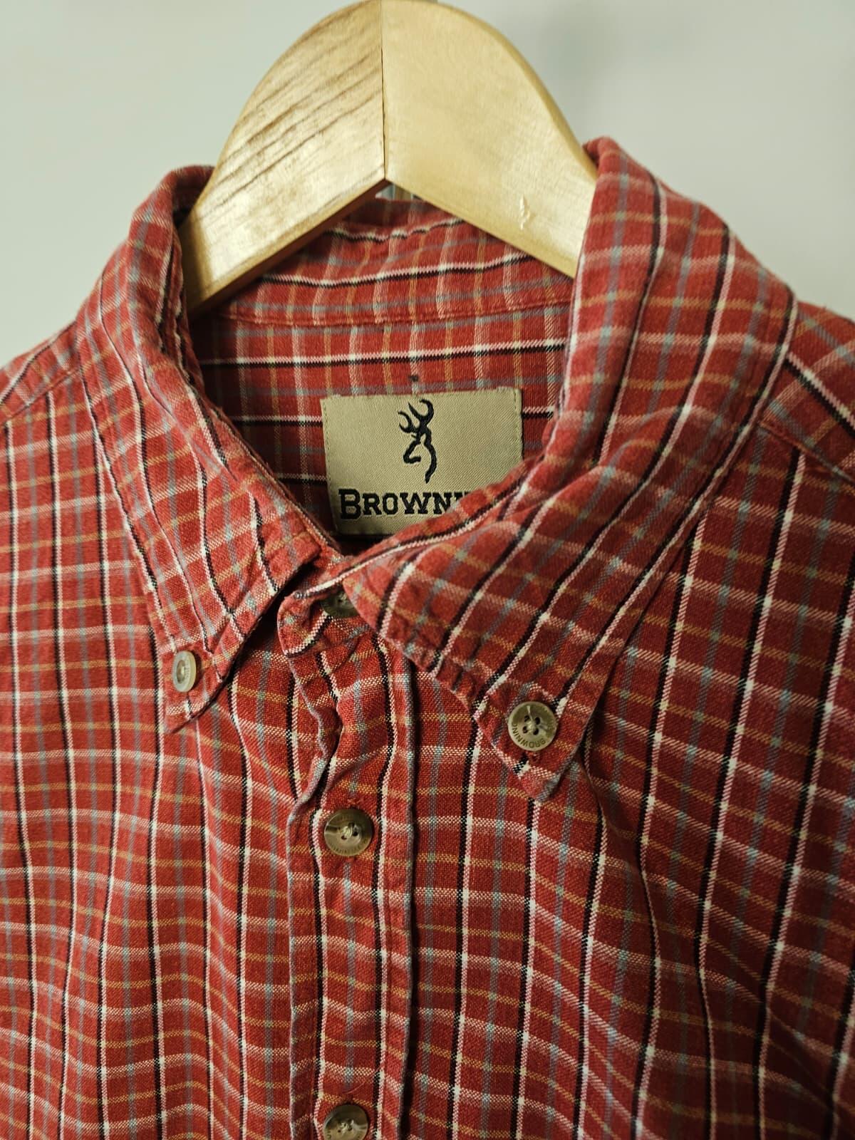 Browning Men's Oxford Style Long Sleeve Flannel Check Shirt - XL/Extra Large-Red