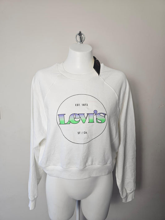 Levi's Women's Pullover Cropped Jumper/Sweatshirt Pattern Print - M/Medium