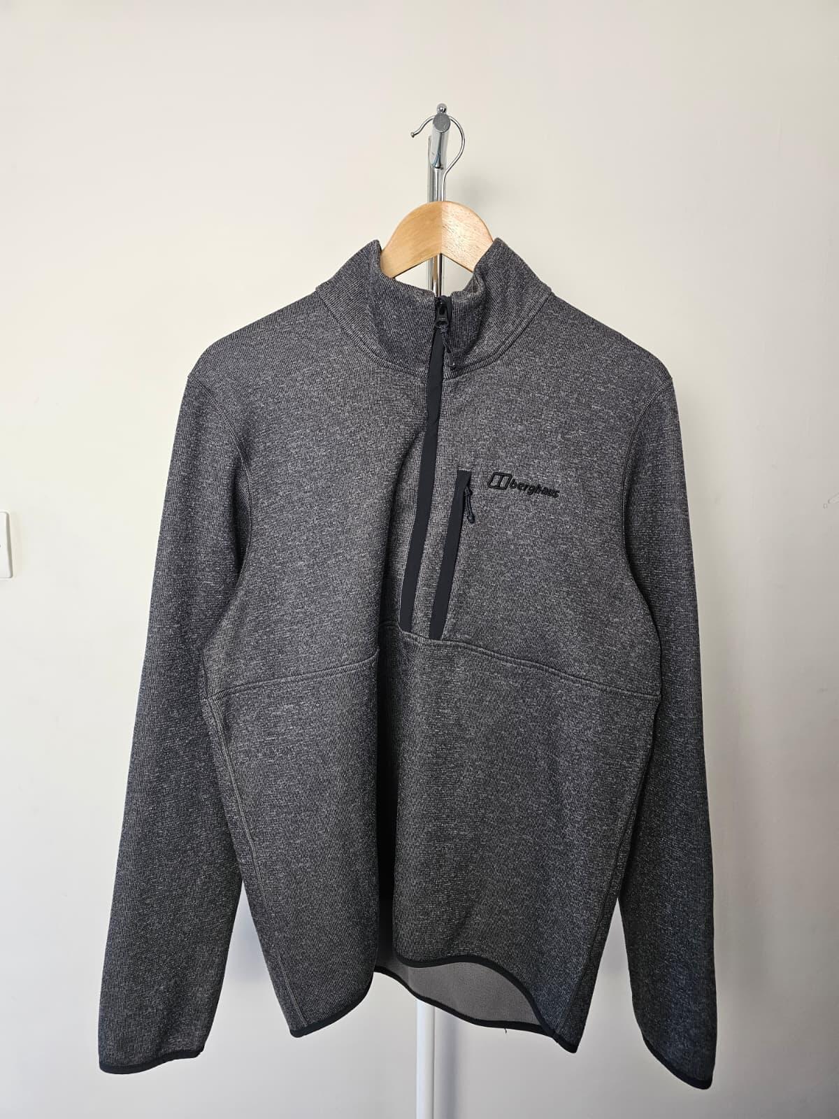 Berghaus Men's 1/2 Zip Pullover Knitted Style Fleece Jumper - L/Large - Grey