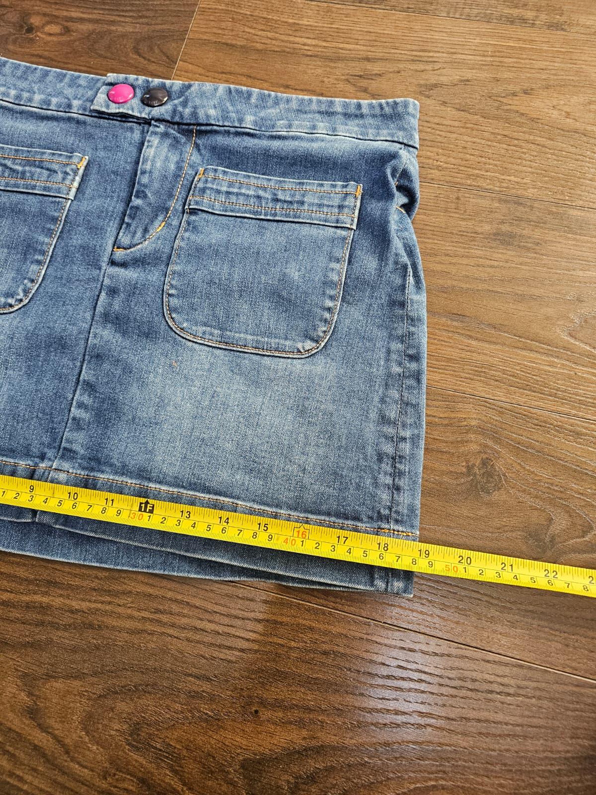 Tom Joule Joules Y2K Style Button Front Pocket Mini Denim Skirt - UK 10