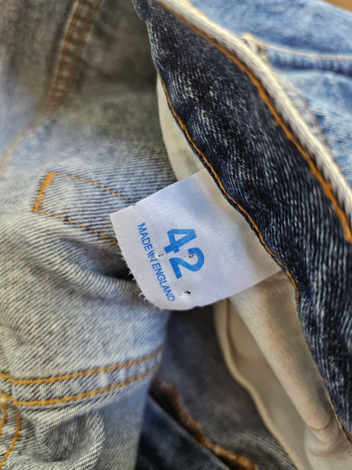 Free N Easy Men's Y2K 'Made In England' Blue Denim Straight Leg Jeans -W38/L27