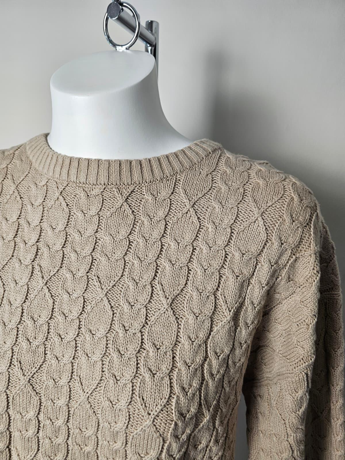 Passenger Women's Homely Short Sleeve Cable Knitted Jumper - L/Large/UK 14 Beige