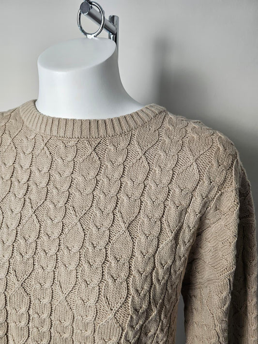 Passenger Women's Homely Short Sleeve Cable Knitted Jumper - L/Large/UK 14 Beige