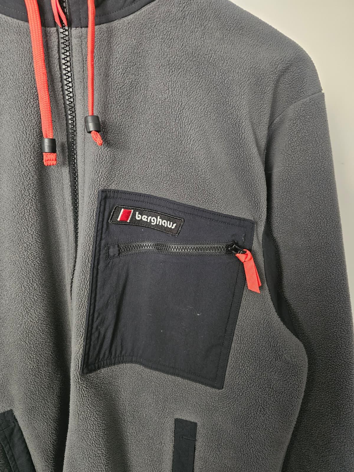 Berghaus Ascent 91 Full Zip Hideaway Hood Fleece Jacket - M/Medium - Black/Grey