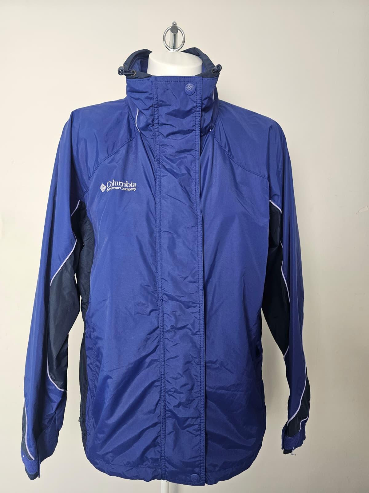 Columbia Vintage Full Zip Hooded Waterproof Windbreaker Jacket-L/Large-Navy/Blue