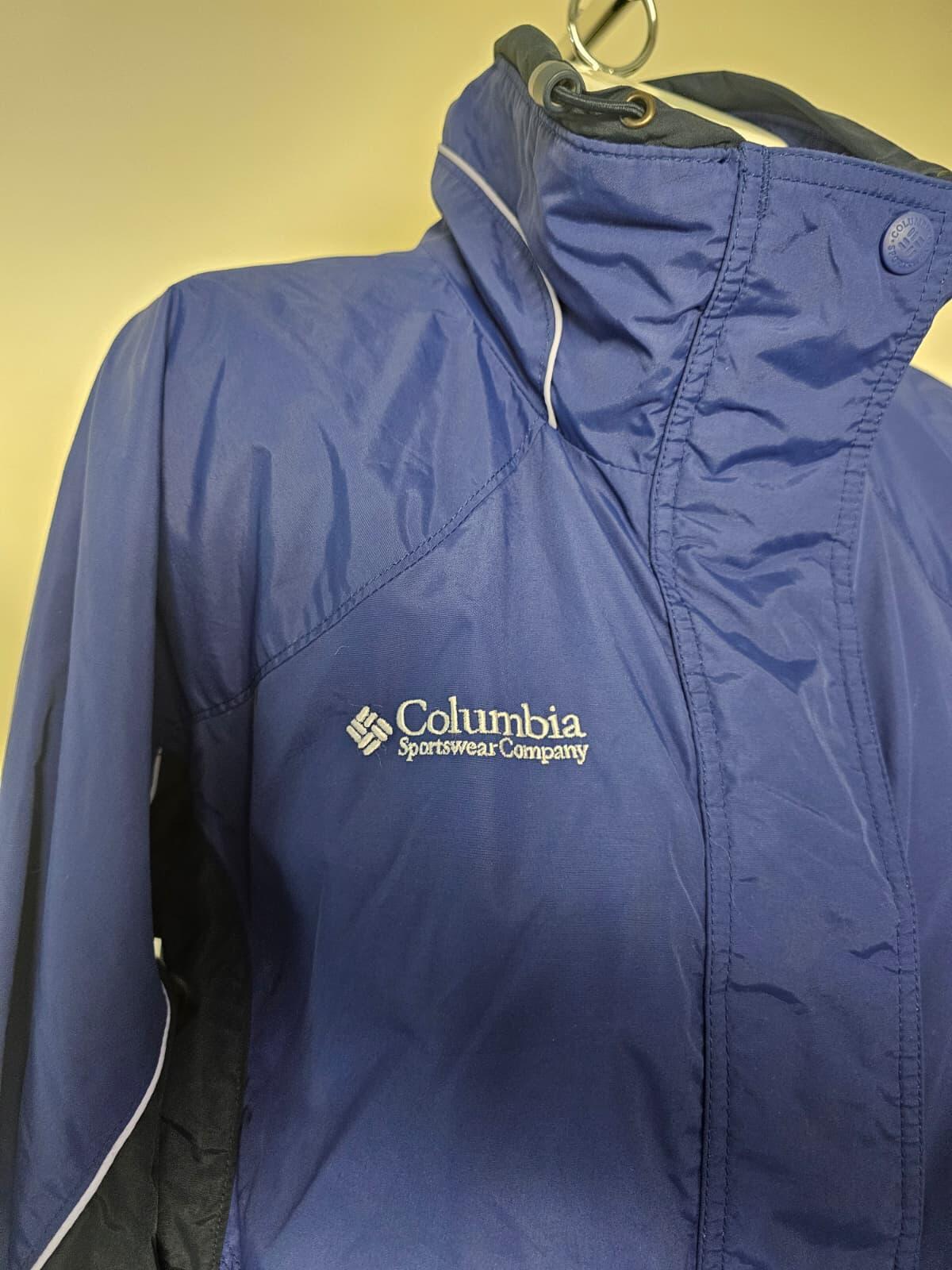 Columbia Vintage Full Zip Hooded Waterproof Windbreaker Jacket-L/Large-Navy/Blue