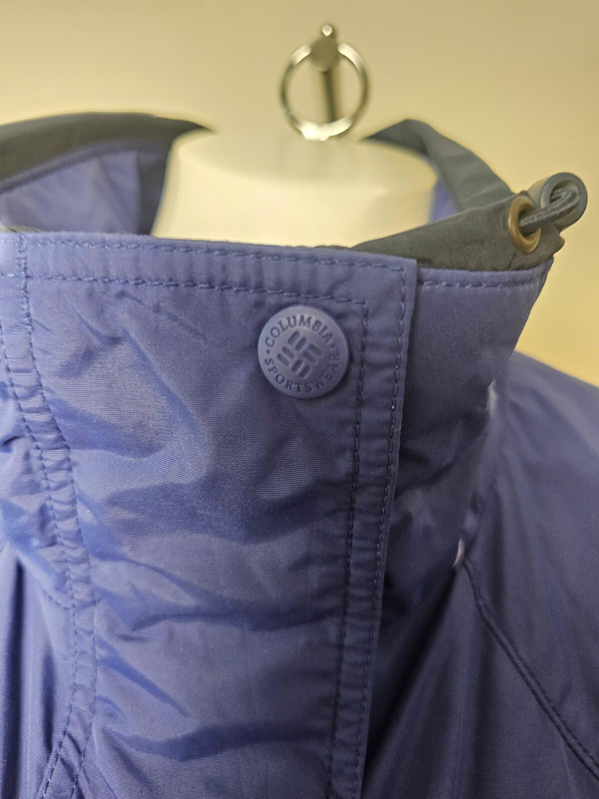 Columbia Vintage Full Zip Hooded Waterproof Windbreaker Jacket-L/Large-Navy/Blue