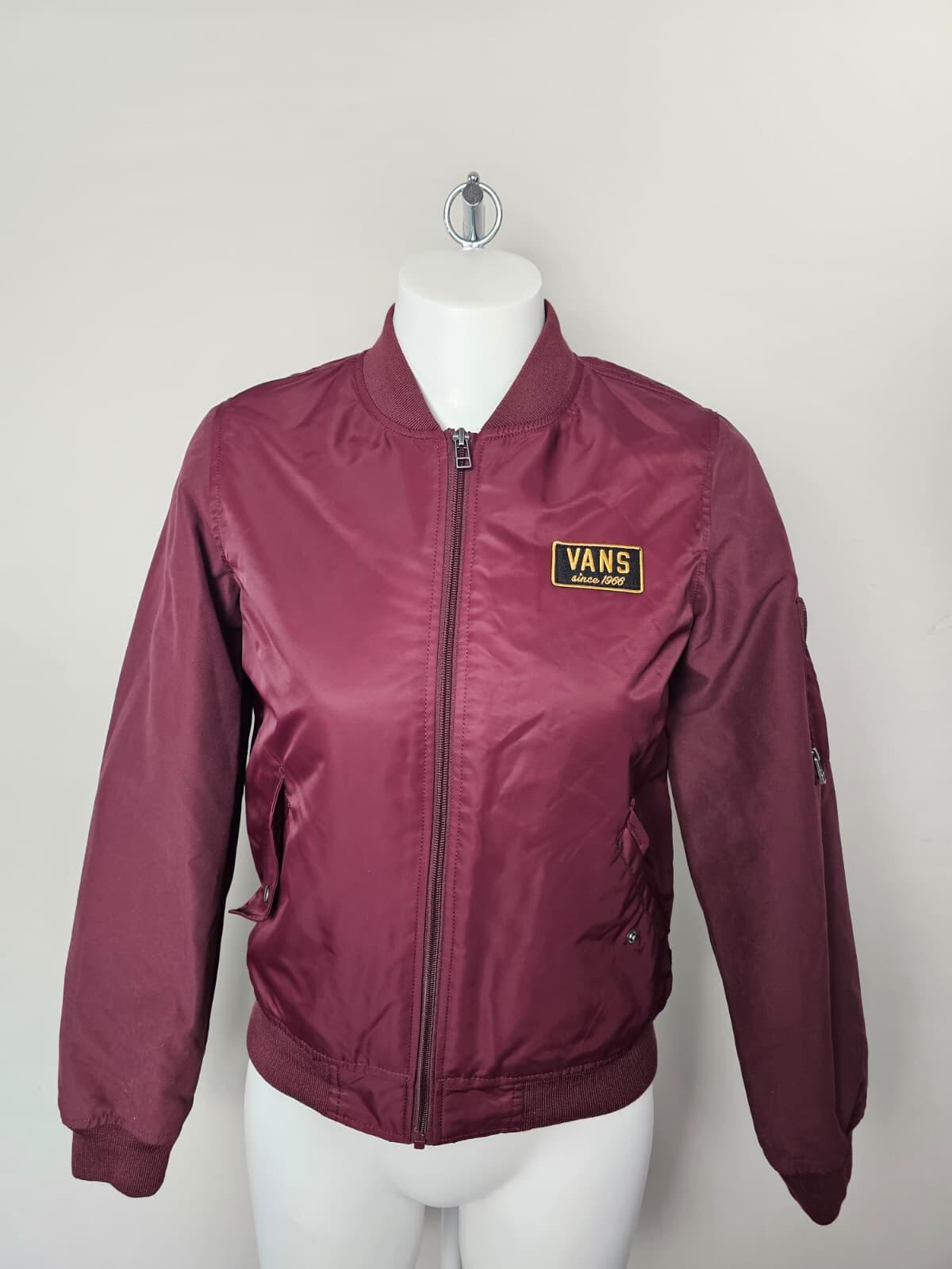 VANS Women's Full Zip Bomber Flight Style Jacket - Burgundy - S/Small