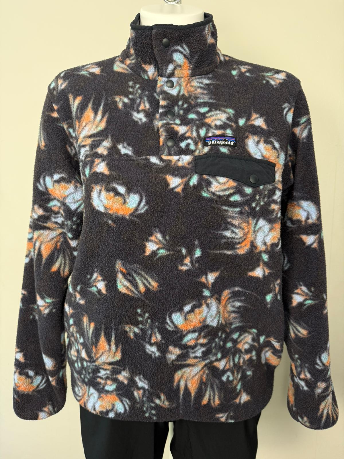 Patagonia Women's Snap Button Pullover Synchilla Pattern Fleece Jumper -M/Medium