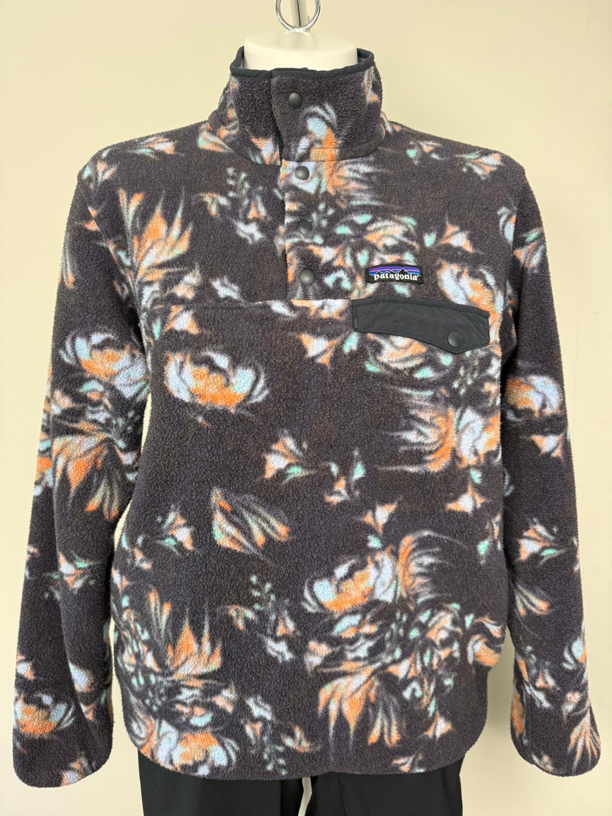 Patagonia Women's Snap Button Pullover Synchilla Pattern Fleece Jumper -M/Medium