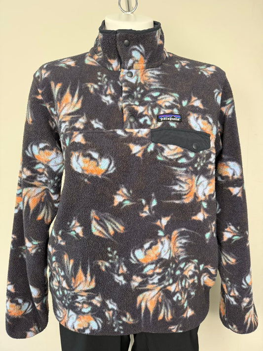 Patagonia Women's Snap Button Pullover Synchilla Pattern Fleece Jumper -M/Medium