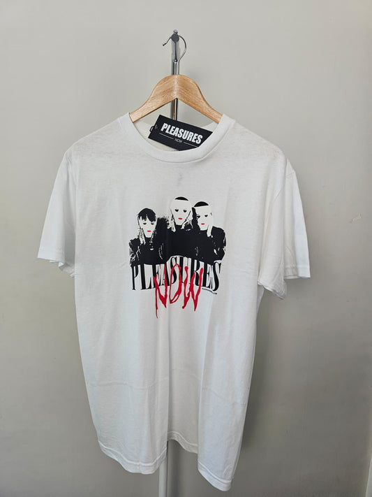 Pleasures Masks Mens White Printed Short Sleeve T-Shirt/Top - M/Medium