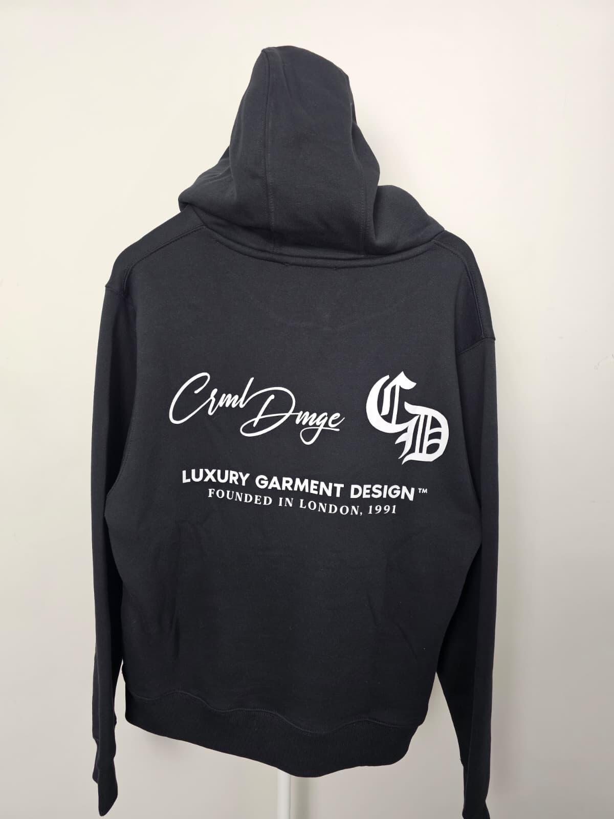 Criminal Damage Luxury Garments Mens Pullover Back/Front Print Hoodie -S/Small
