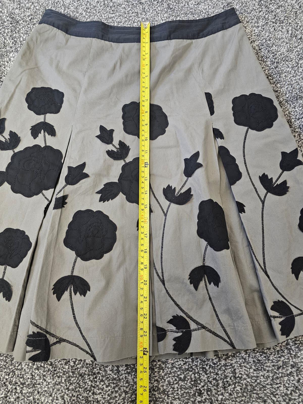 NEXT Vintage Y2K Women's Floral Flower A-Line Box Pleats Knee Length Skirt - 14