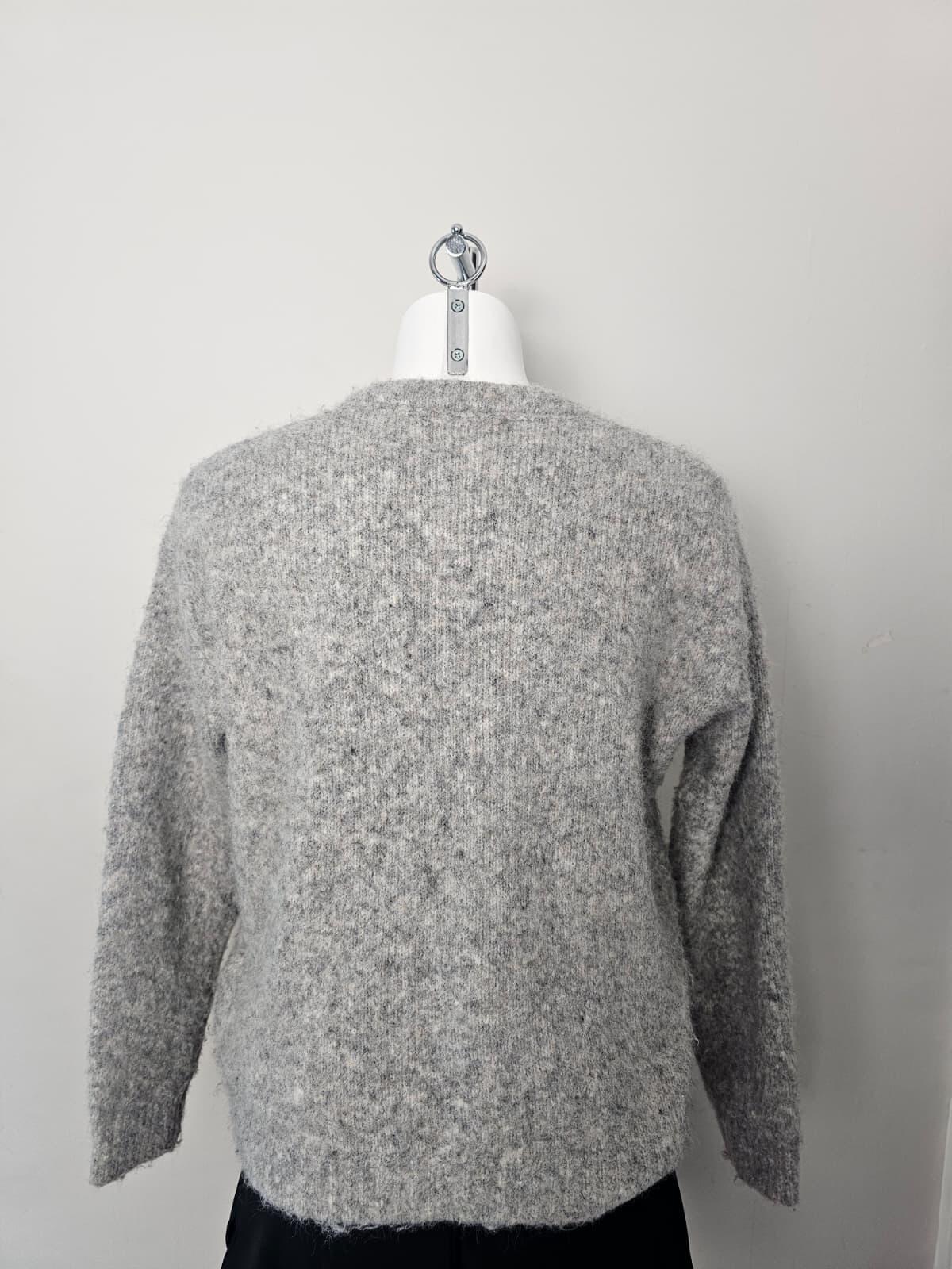 Fat Face Women's Wool Blend Fluffy Sparkly Button Cardigcan - UK 8 - Grey
